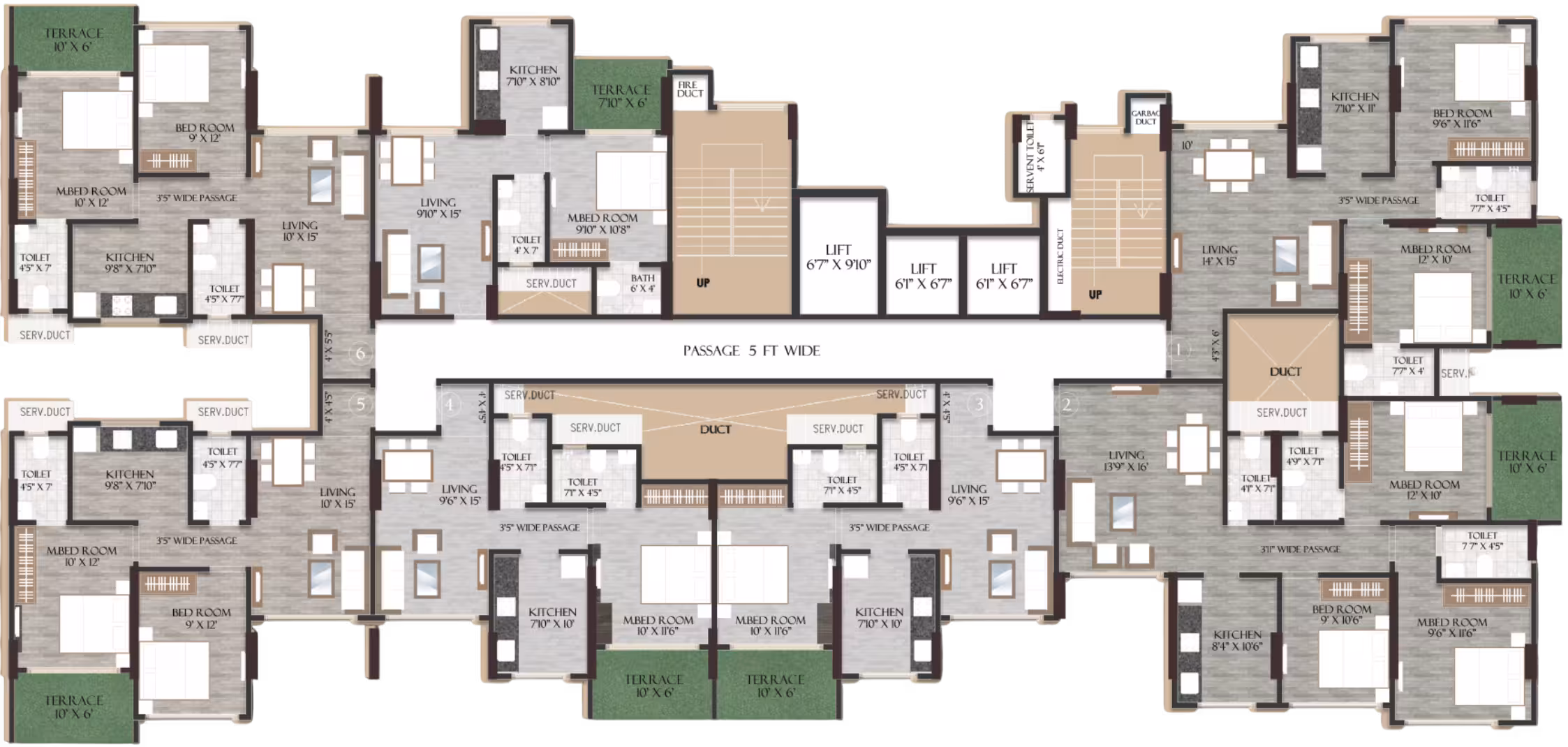 Wing A typical layout for even floors